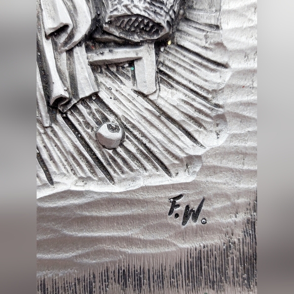 Vintage Pewter Engraving F.W. Christmas Scene - Picture 3 of 8